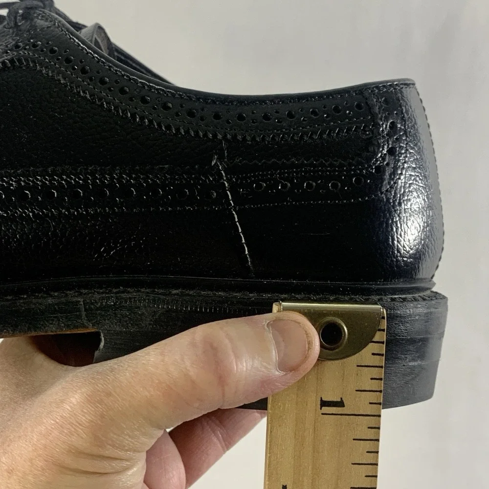 VTG Hanover Mens Longwing Wingtip Brogue Derby Oxford Dress Shoes Size 8.5 Black